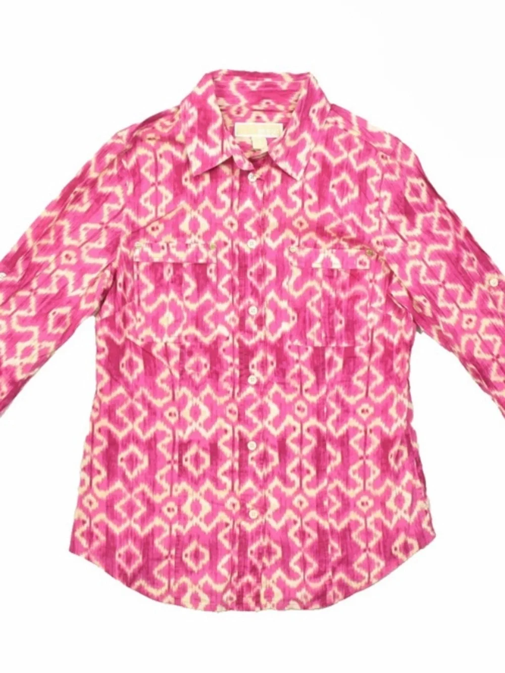 Michael KORS! Pink Patterned Button-Up Shirt!! M
